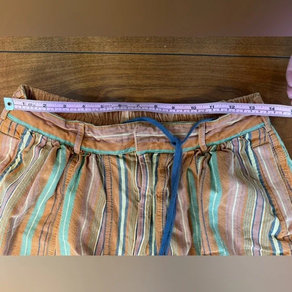 Free People Kahuna Harem Shorts XS Orange Stripe Boho Festival Cotton - Picture 10 of 11